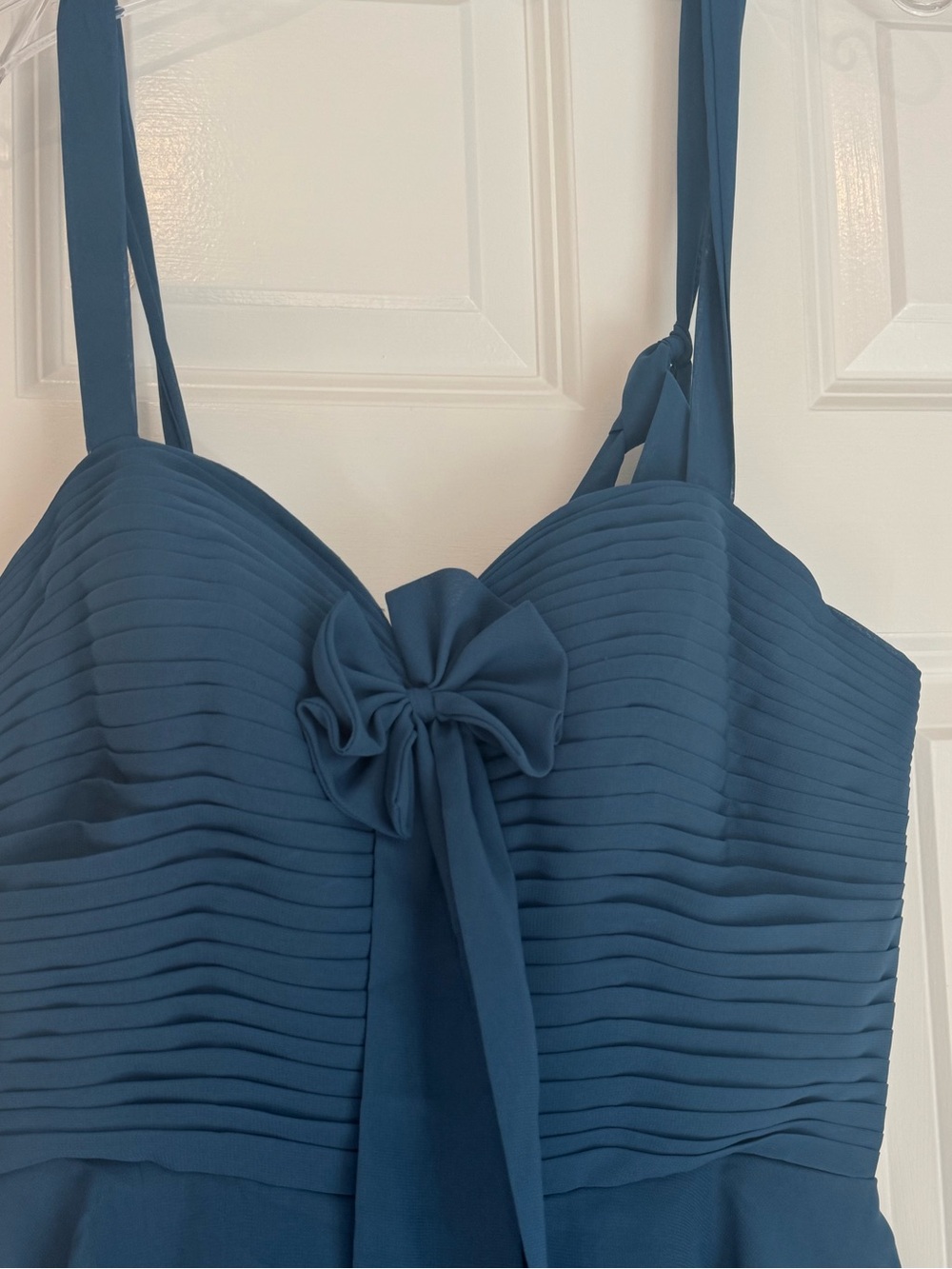Teal Blue Tiered Ruffle Chiffon Gown - Picture 5 of 5
